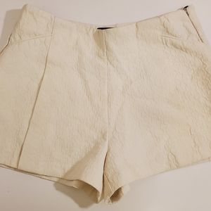Forever 21 Textured High Waisted Cream Shorts